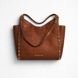 Michael Kors Newbury Studded Brown Shoulder Bag Pre Owned